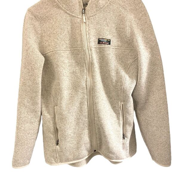 L.L.Bean Sweater Fleece Full-Zip Jacket Cream Beige Outdoor Casual - Picture 3 of 7